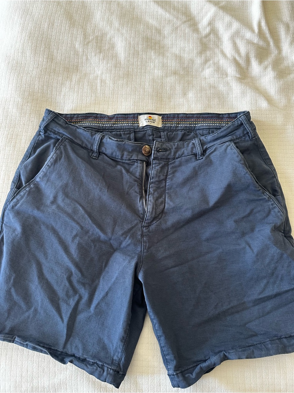 Marine Layer Men's Navy Flat-Front Cotton Shorts